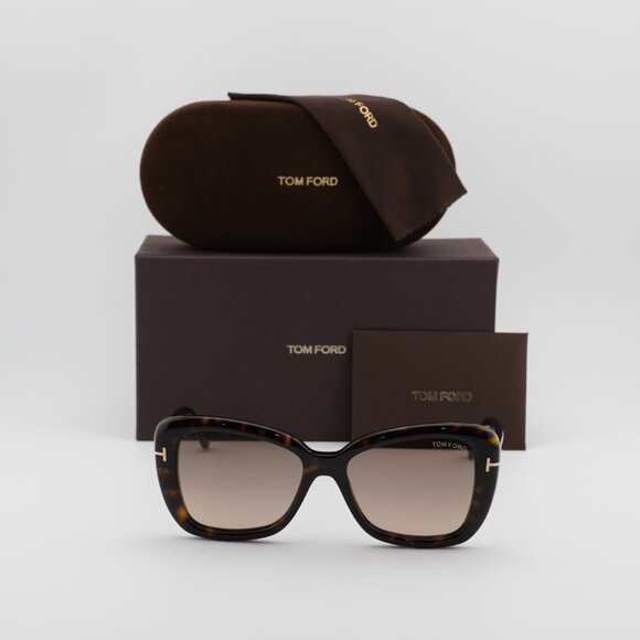 Tom Ford FT1008 52F Maeve Butterfly Sunglasses - Dark Havana/Brown - Picture 2 of 9